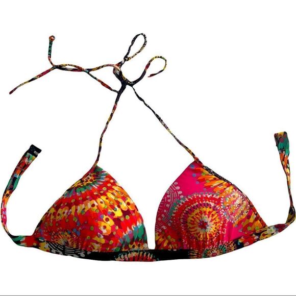 Padded Triangle Tie Around Neck Bikini Top Sz S - Picture 1 of 13